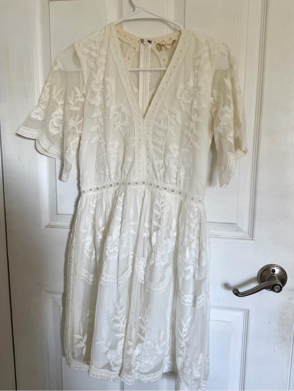 Altar’d State White Embroidered V-Neck Lace Dress